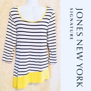 Jones New York Asymmetrical Striped Top